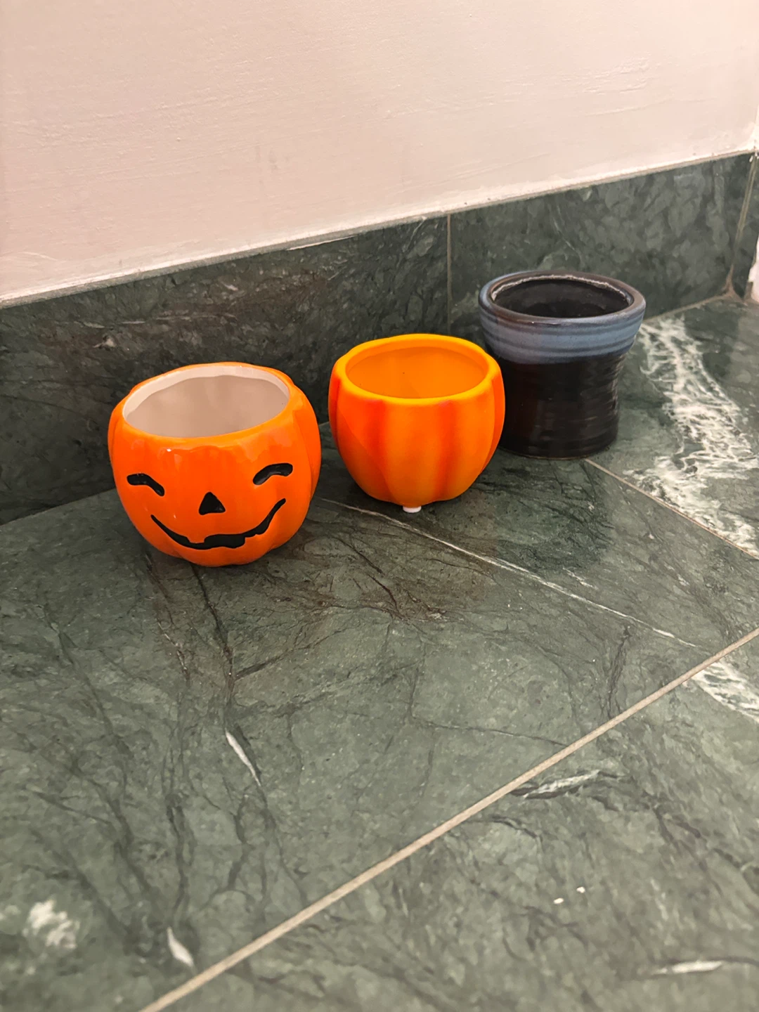 Set of 3 Halloween Ceramic Planters