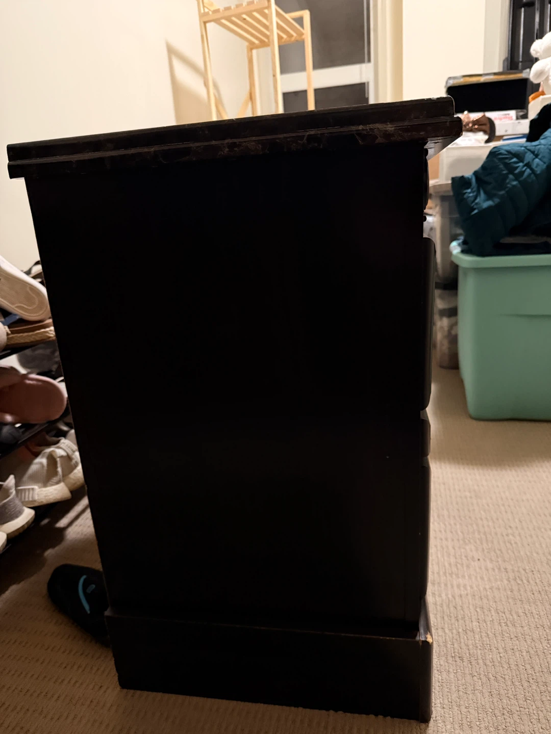 Dark Brown 2 drawer dresser with Faux Marble Top - photo 3