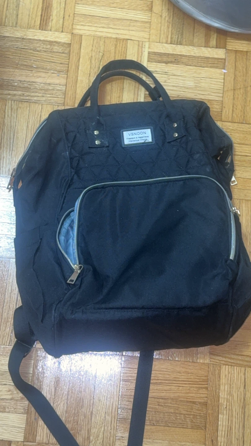 VSNOON Black Quilted Diaper Bag Backpack - photo 3
