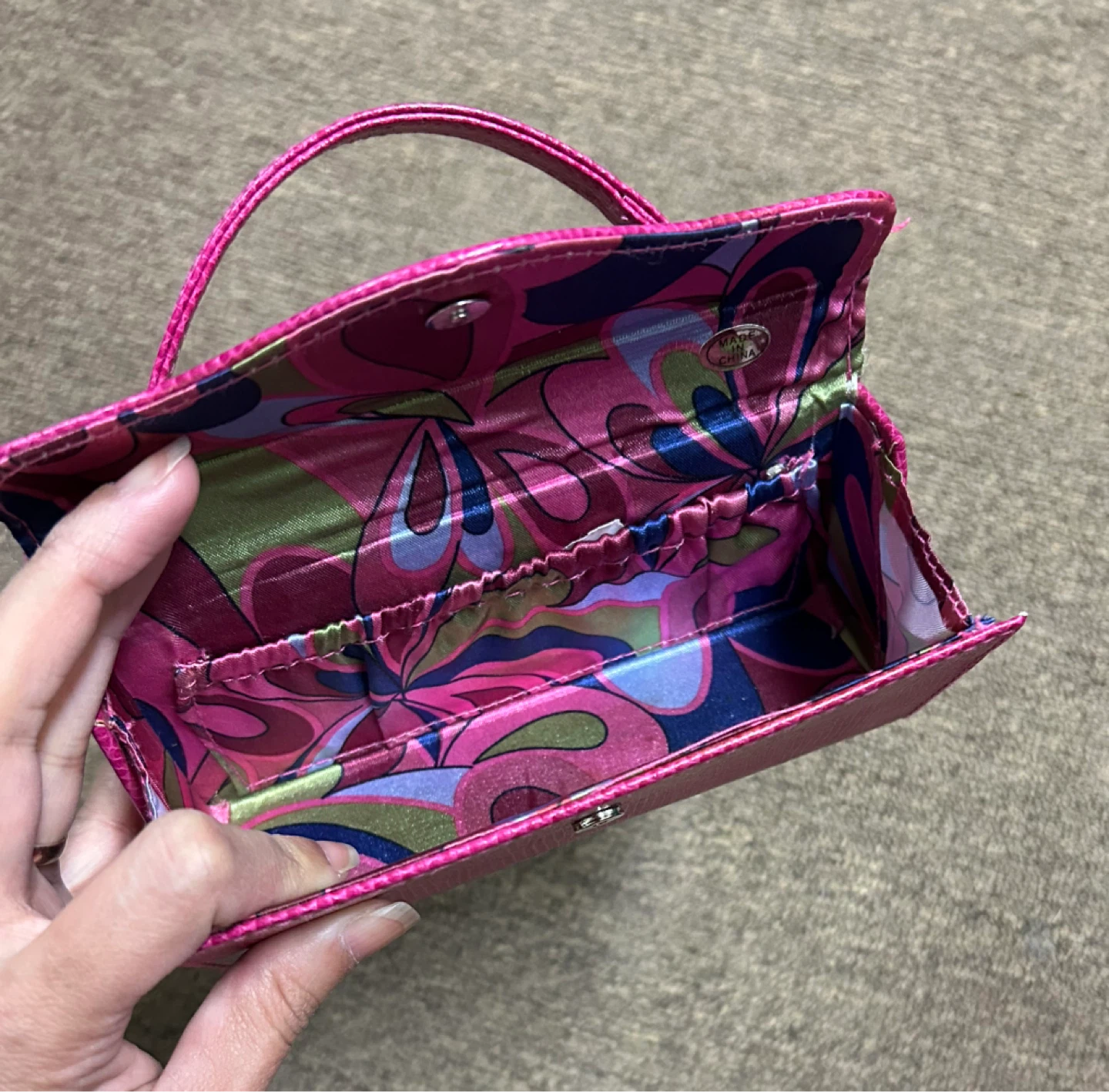 Hot Pink Lizard-Embossed Small Clutch Bag - photo 2