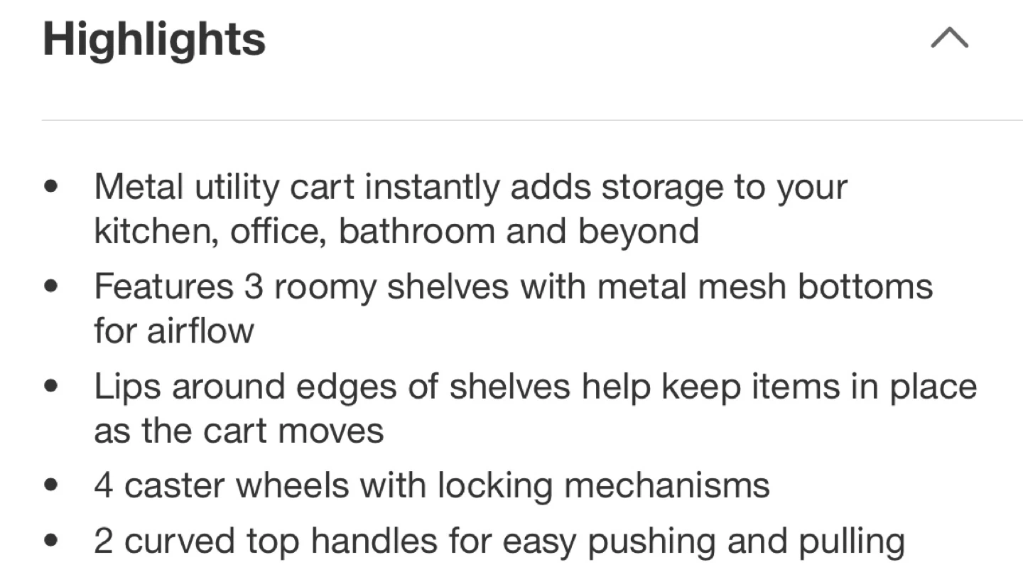 Black 3-Shelf Metal Utility Cart - photo 3