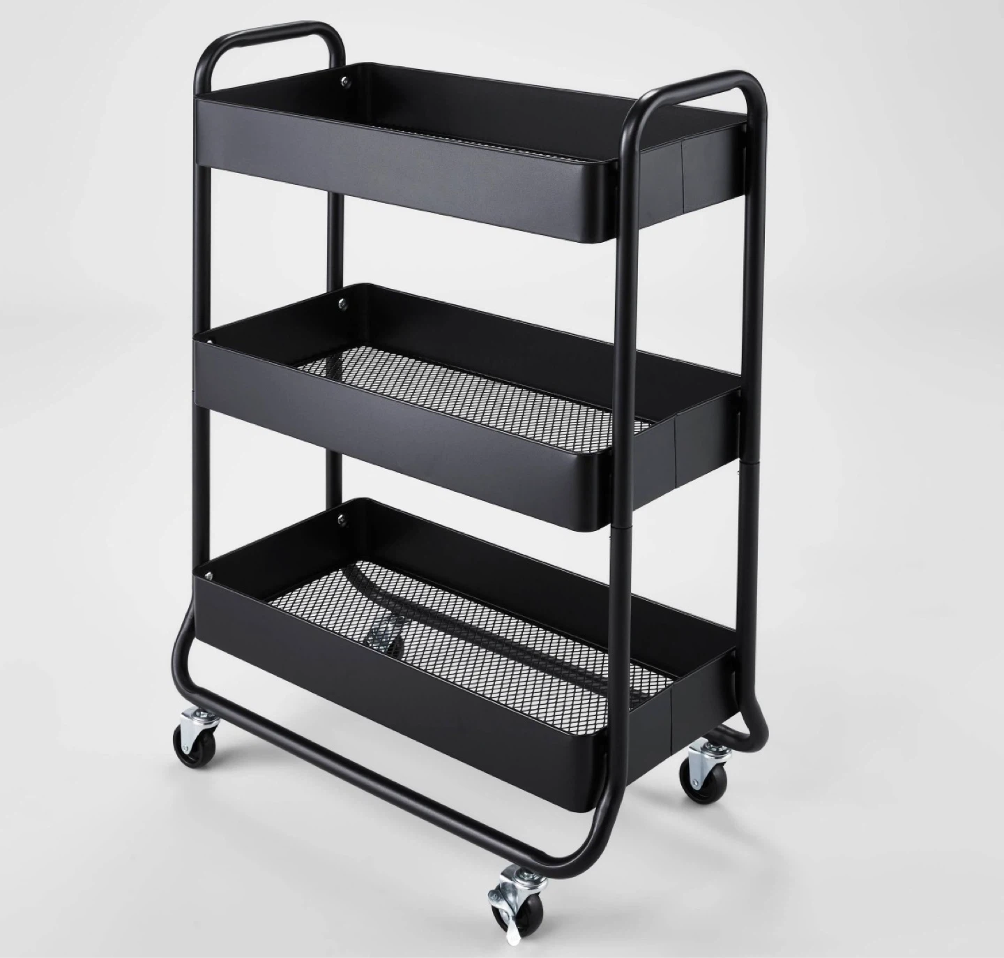 Black 3-Shelf Metal Utility Cart