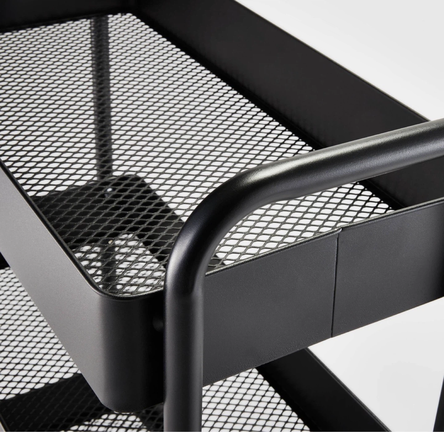 Black 3-Shelf Metal Utility Cart - photo 2