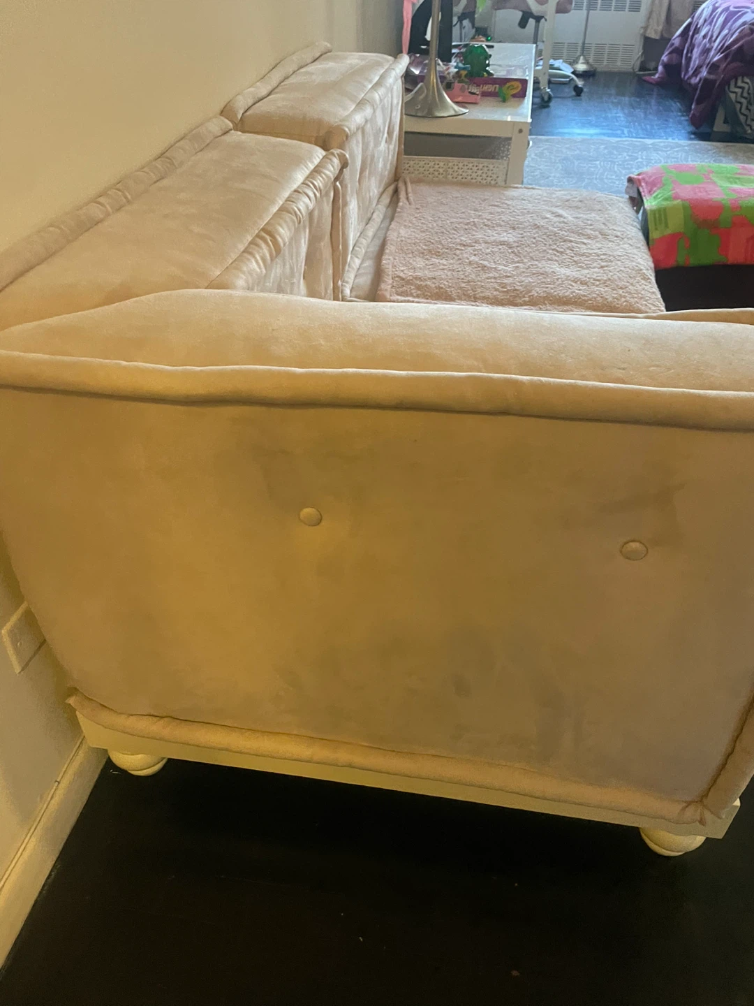 Light Pink Suede Sectional Sofa