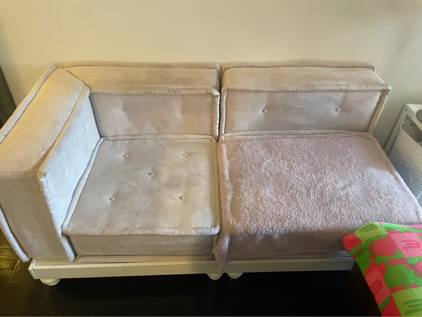 Light Pink Suede Sectional Sofa - photo 3
