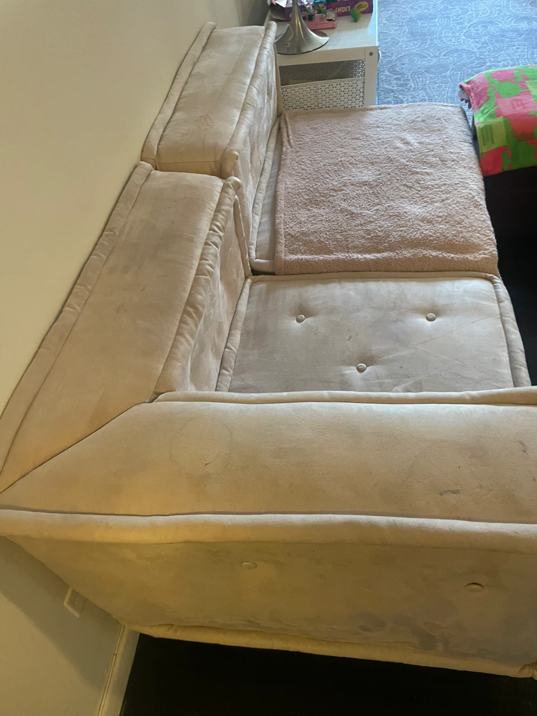 Light Pink Suede Sectional Sofa - photo 2