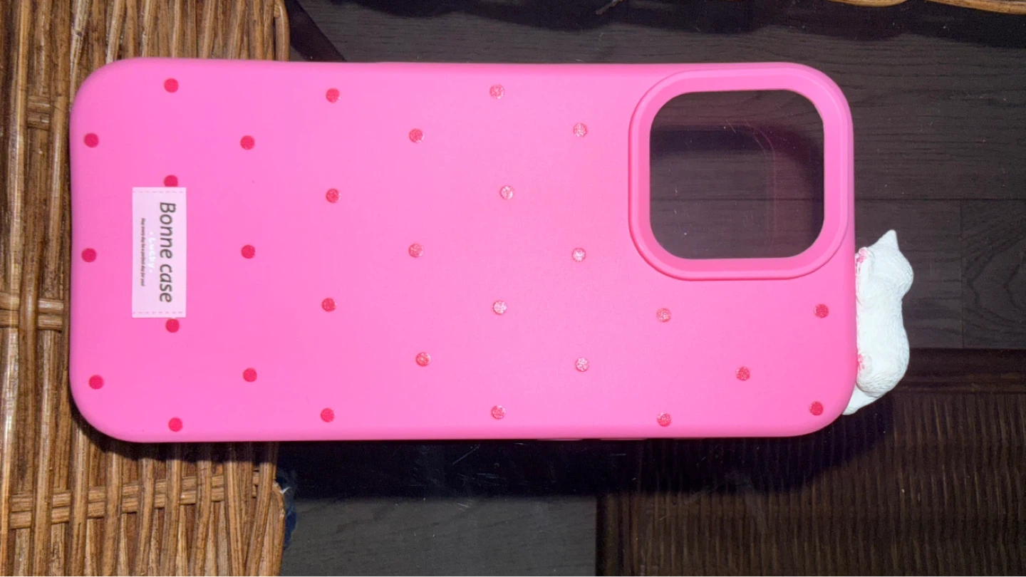 iPhone 16 Pro Max Pink Phone Case with Cat Charm - photo 2