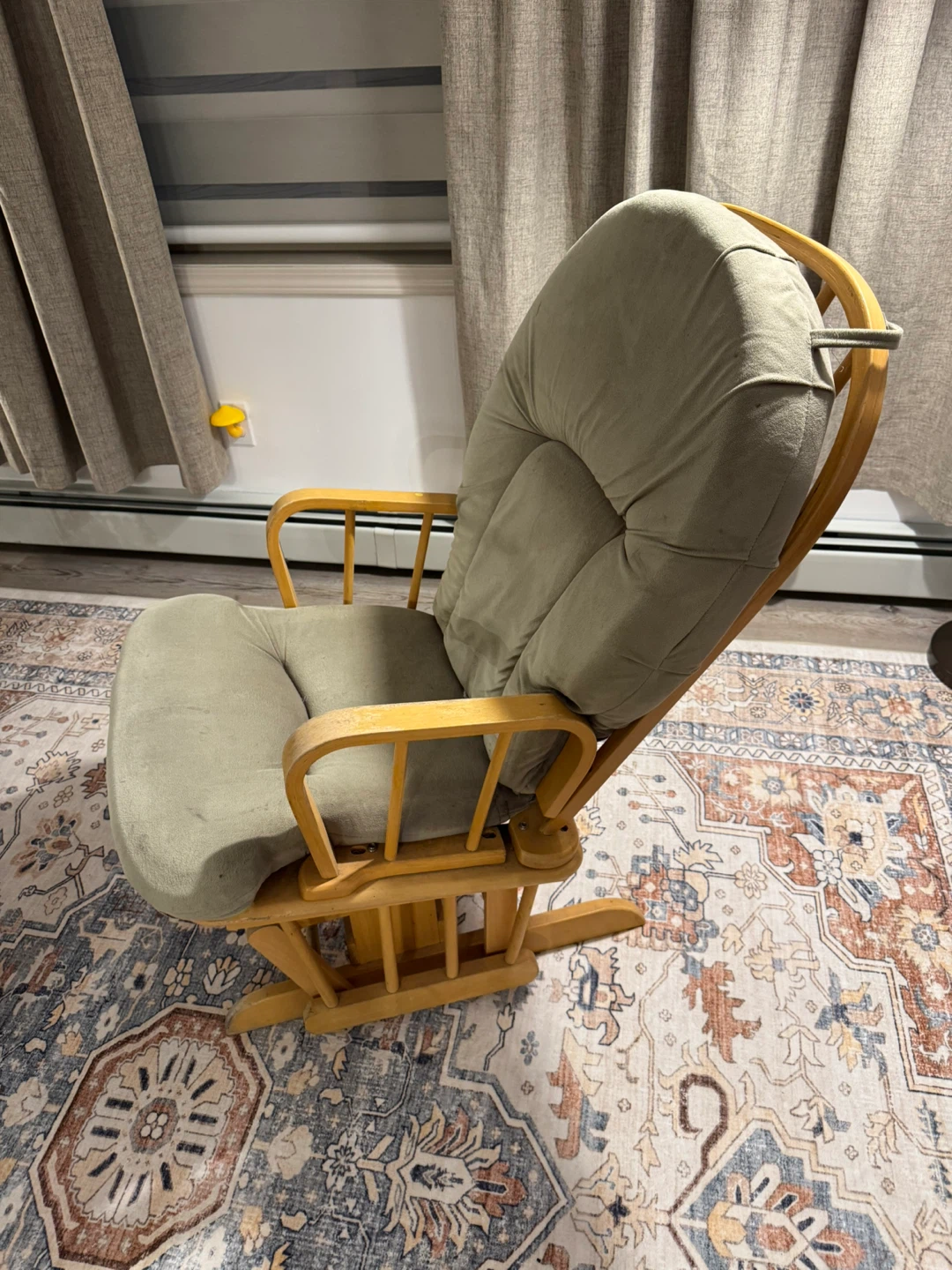 Wooden Glider Chair with Upholstered Cushions