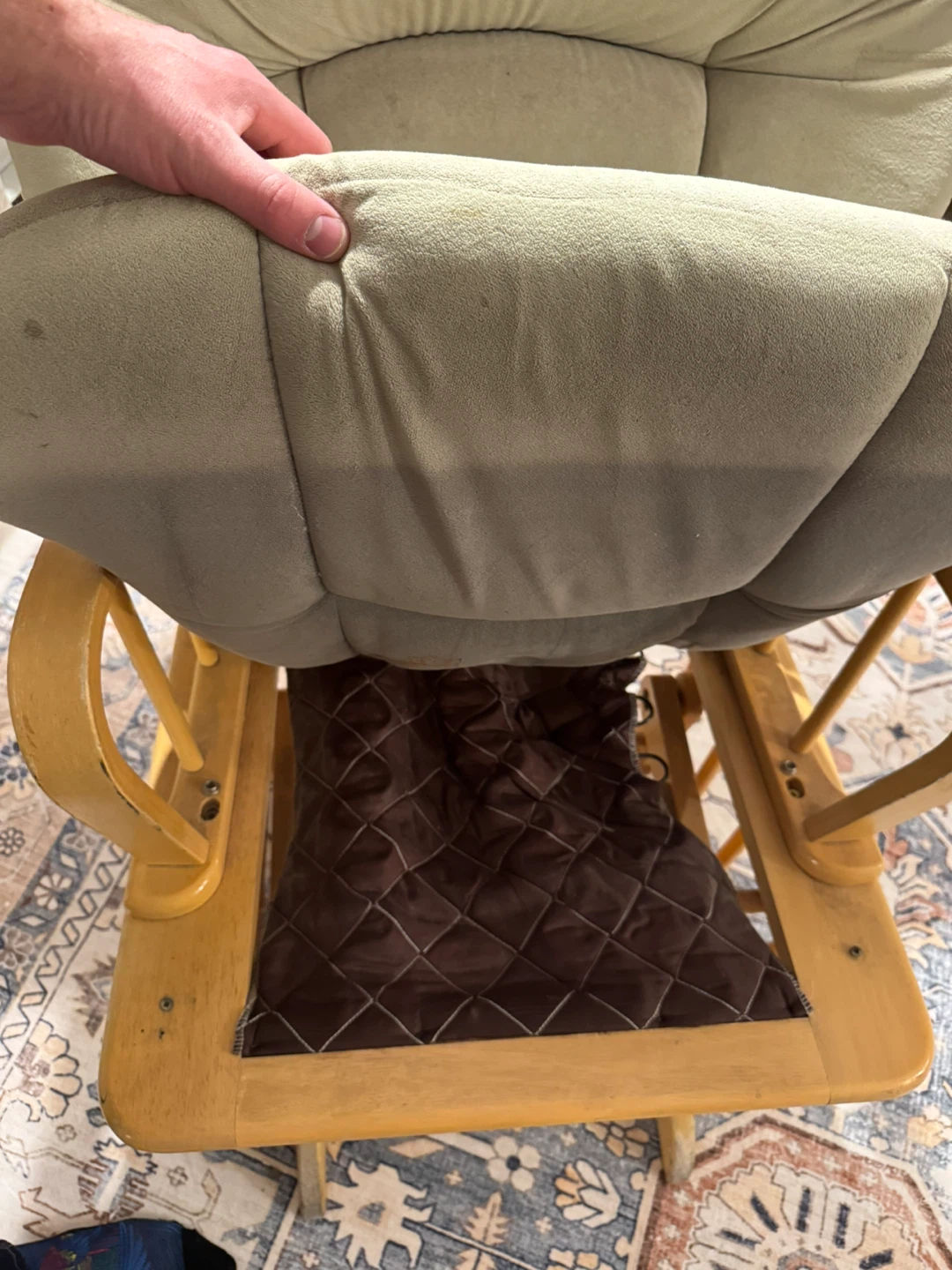 Wooden Glider Chair with Upholstered Cushions - photo 5