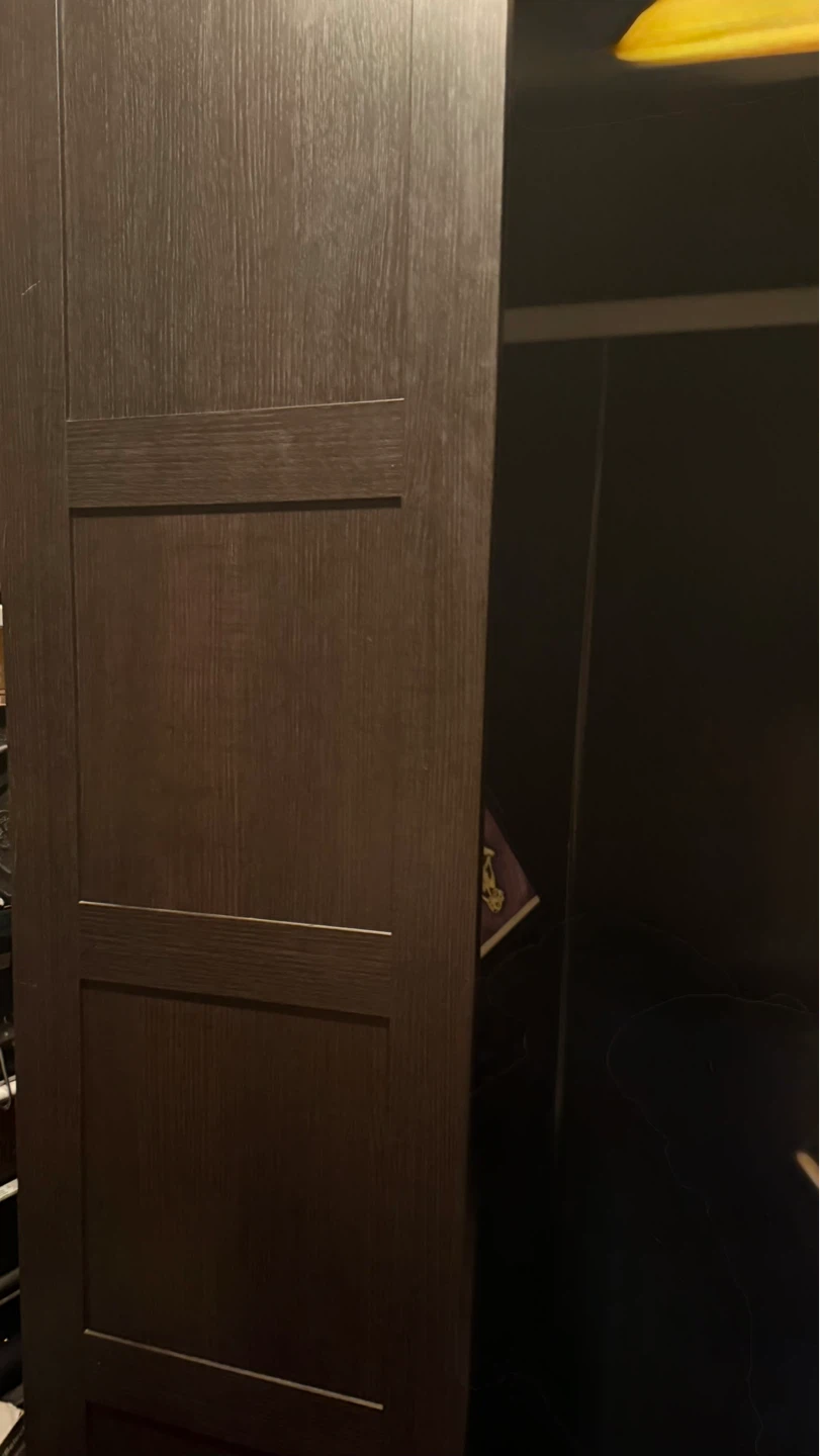 Dark Wood Wardrobe with Mirrored Door