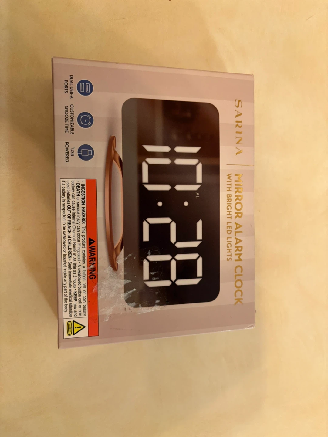 SARINA Mirror Alarm Clock with Bright LED Lights - photo 2