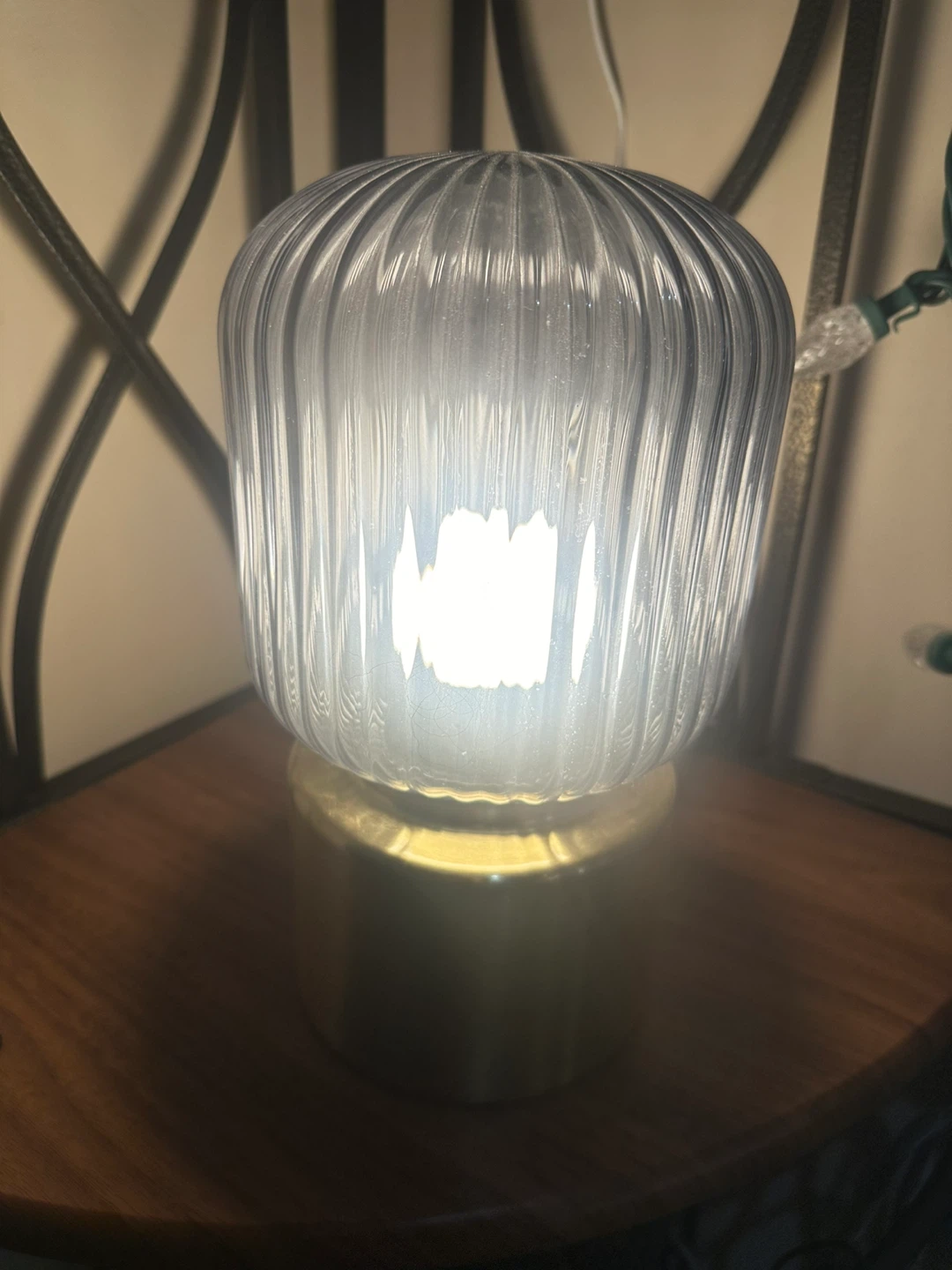 Ikea Grey Glass Table Lamp with Brass Base - photo 3