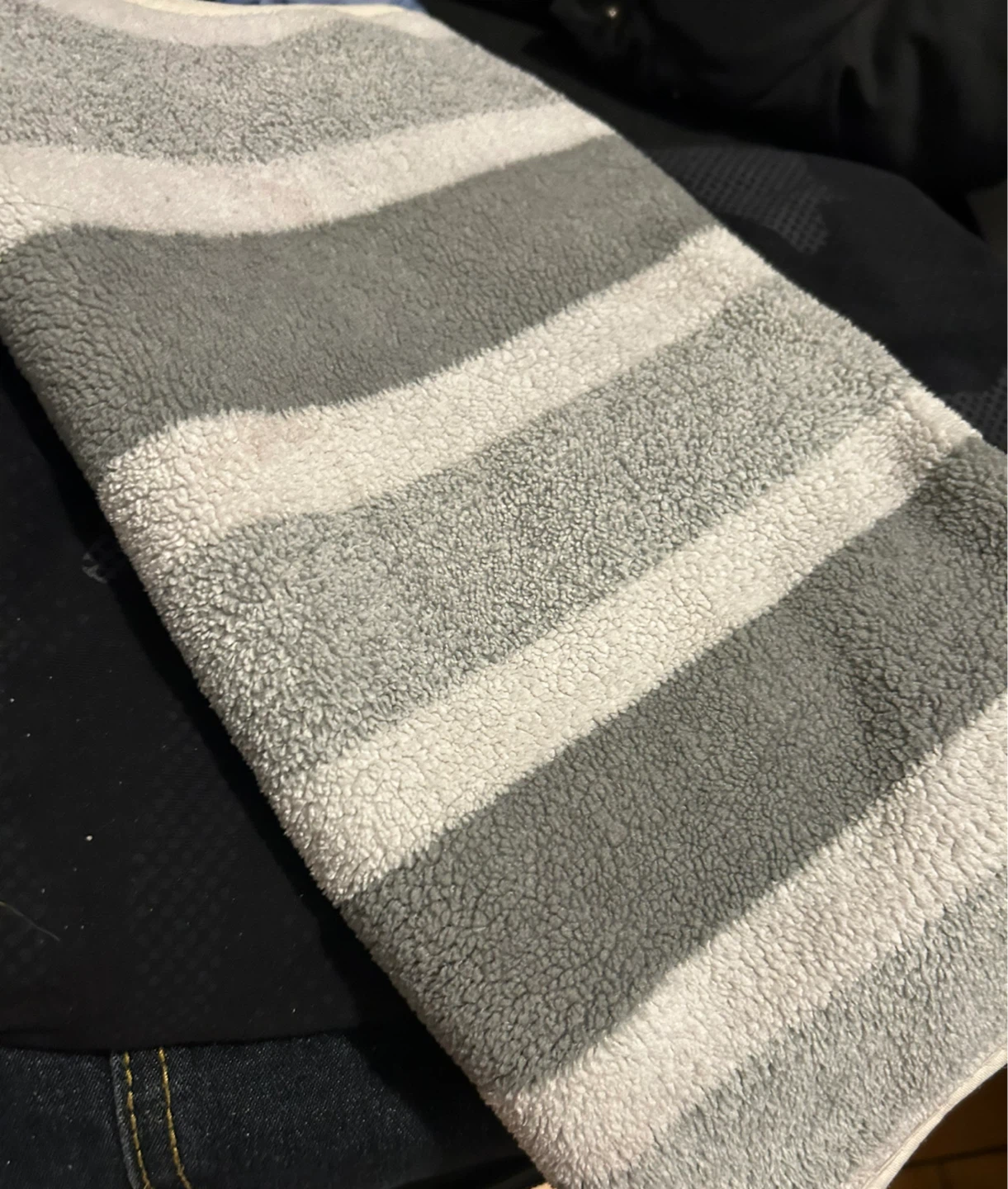 Grey and White Striped Fleece