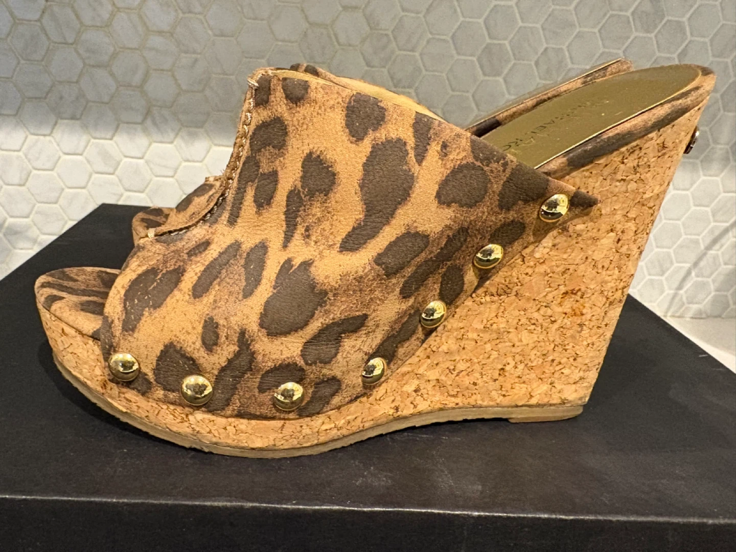 MELINDA WEDGE Leopard Mules - photo 2