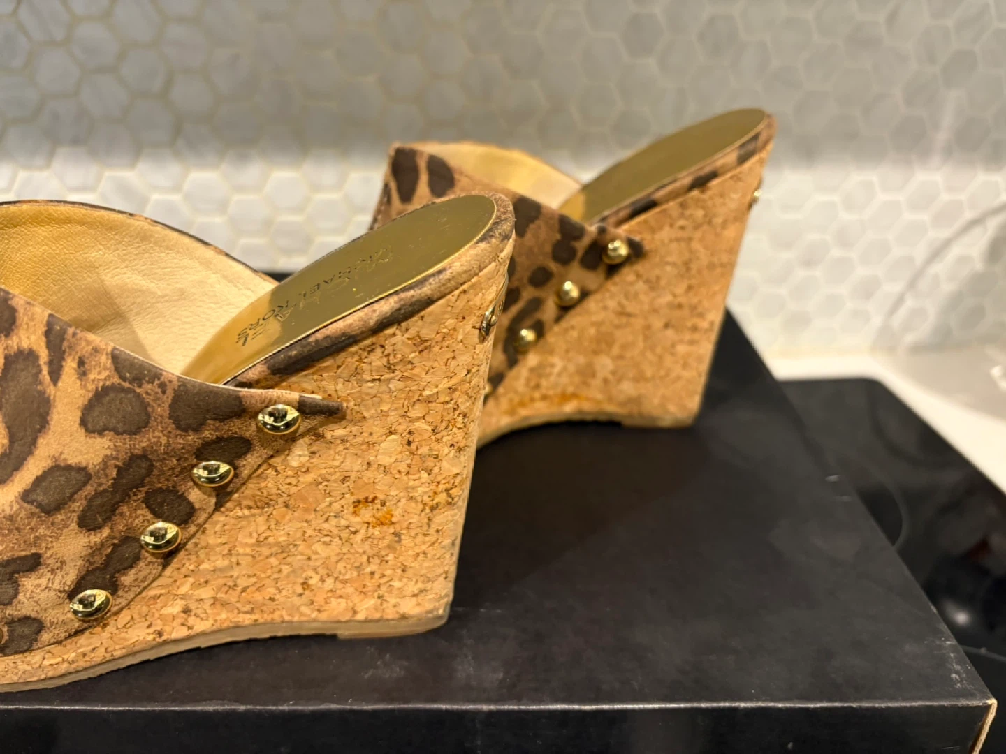 MELINDA WEDGE Leopard Mules