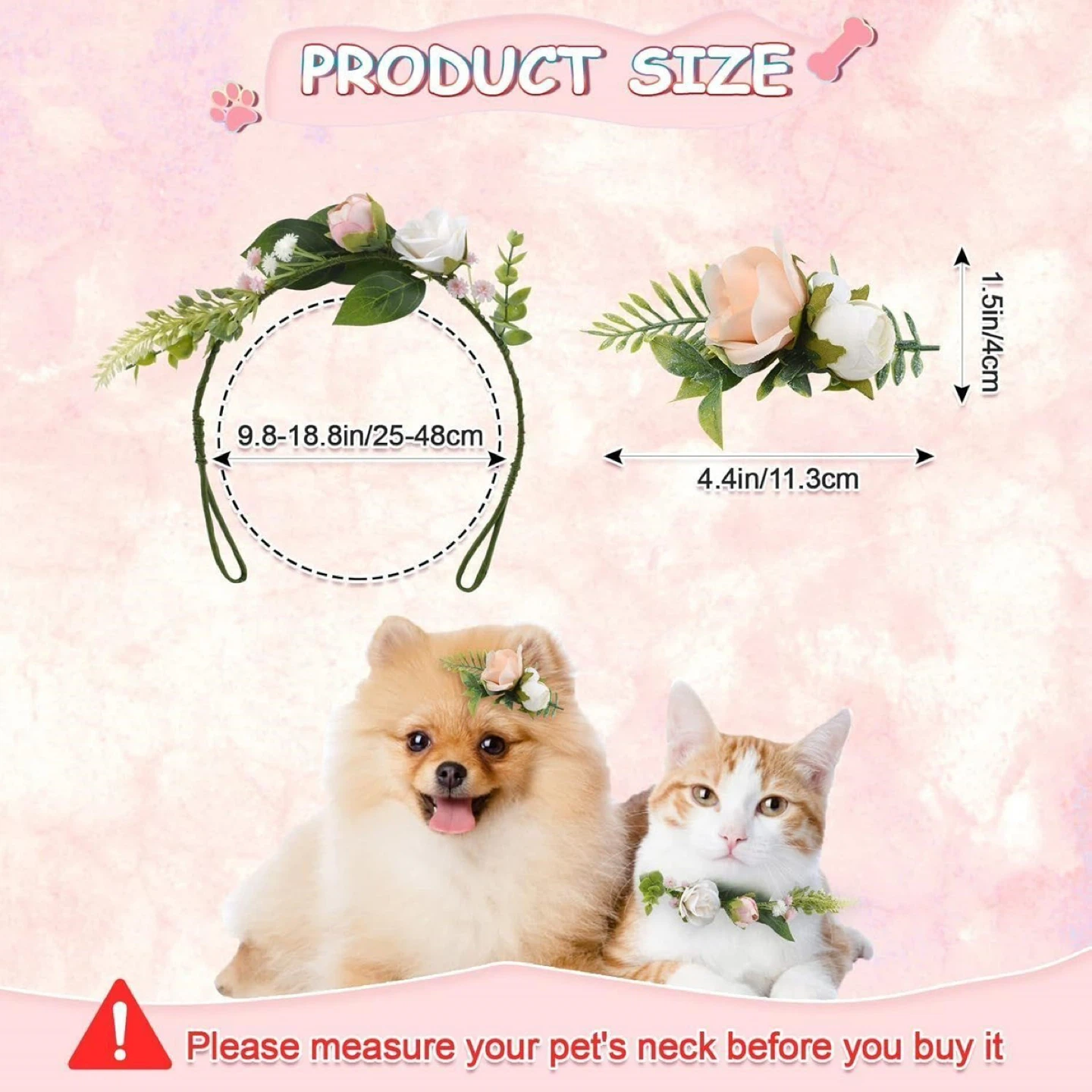 Pet Flower Crown Headband and Collar Set - photo 2