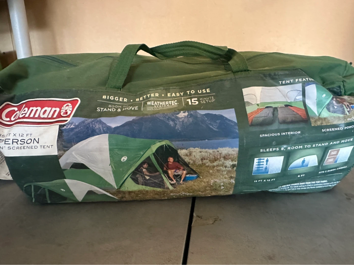 Coleman 8 Person Tent with Screen– Spacious 15x12 ft(paid $236)