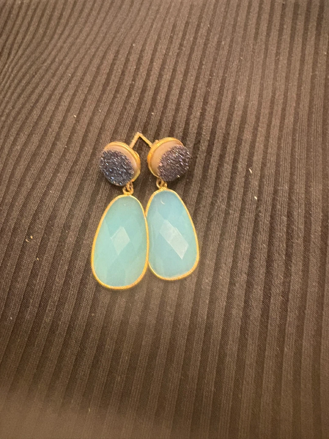 Blue Druzy Quartz Drop Earings - photo 2