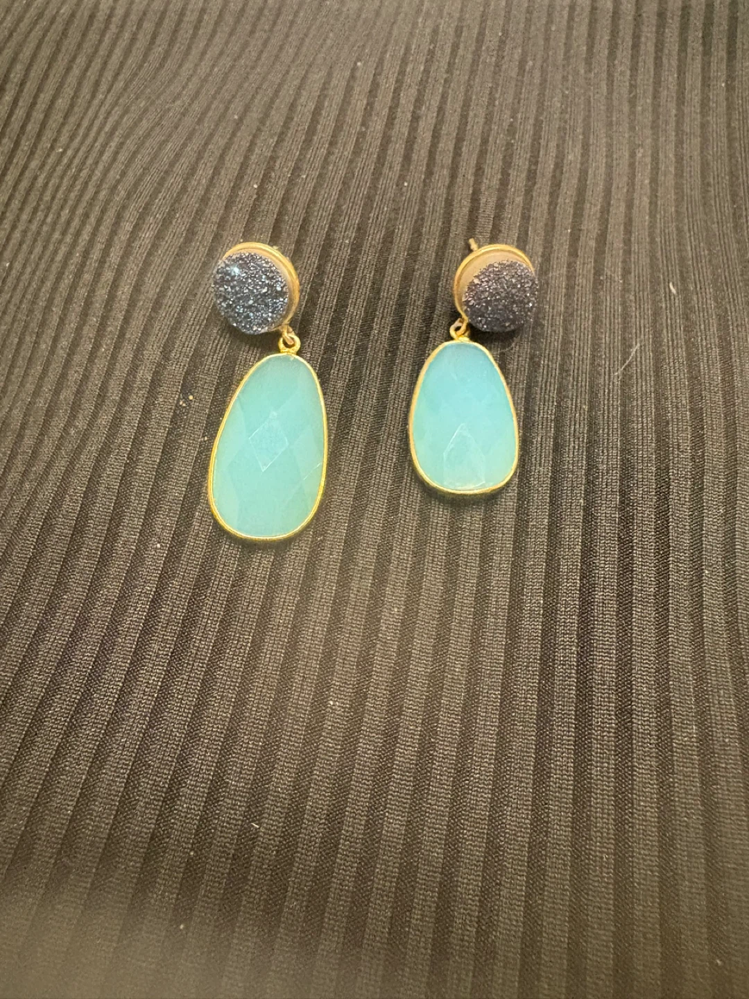 Blue Druzy Quartz Drop Earings - photo 4