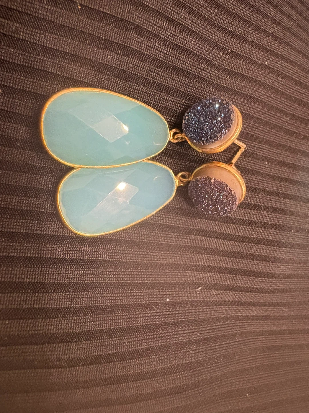 Blue Druzy Quartz Drop Earings - photo 3