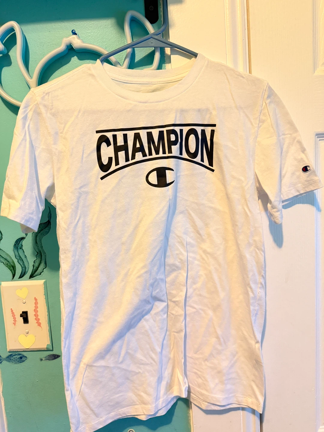 Champion White Graphic T-Shirt Size L (14/16)