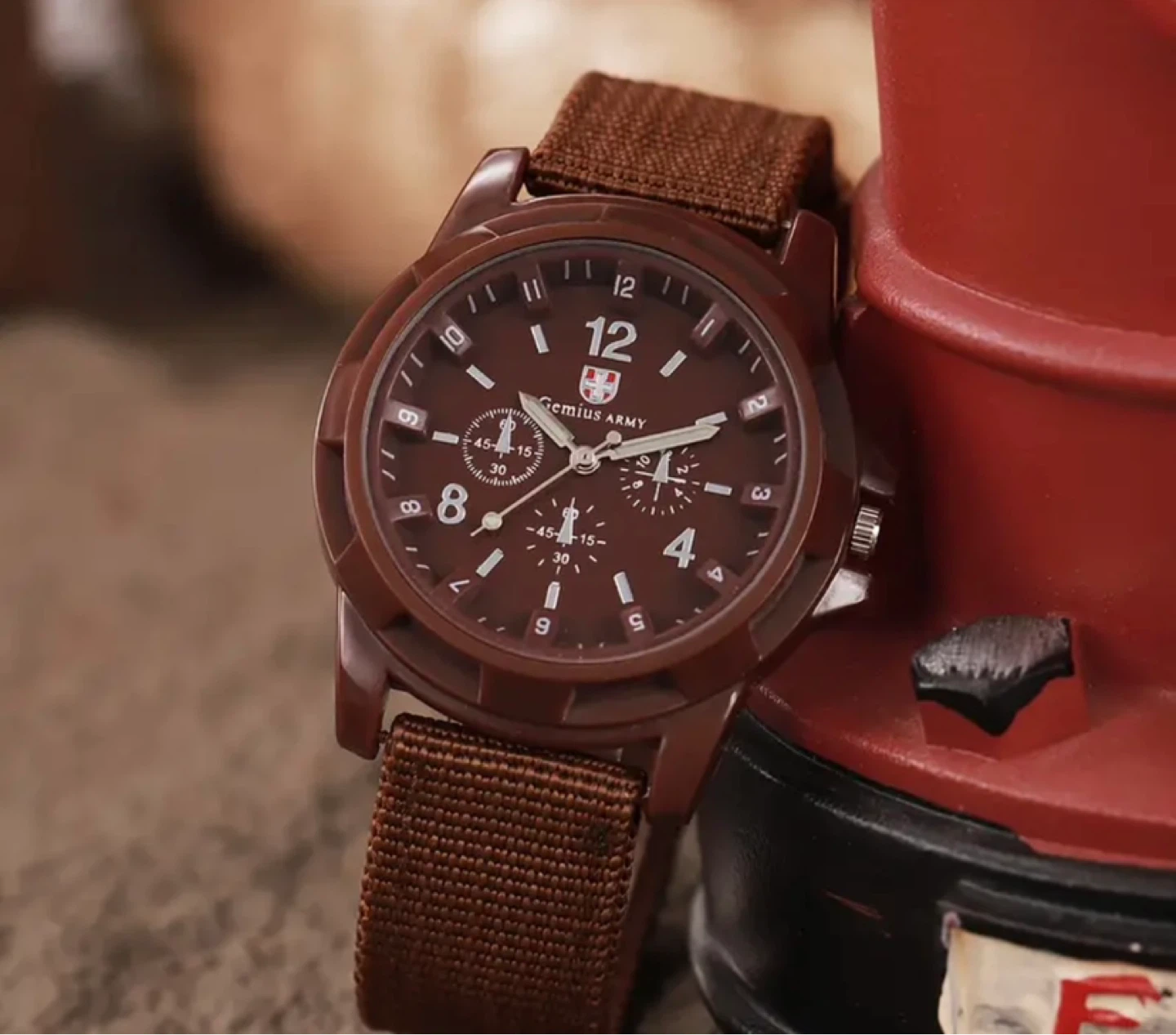 Genius Army Men's Brown Military Style Watch