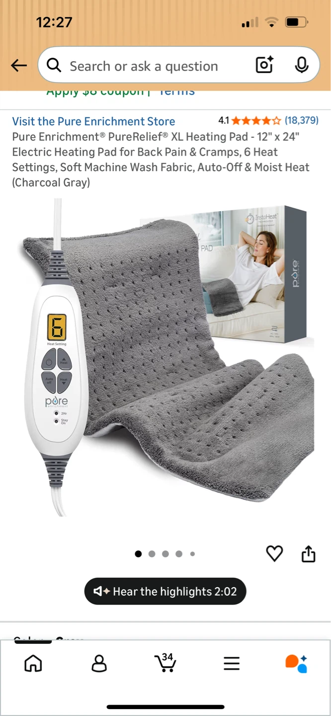 Pure Enrichment Electric Heating Pad