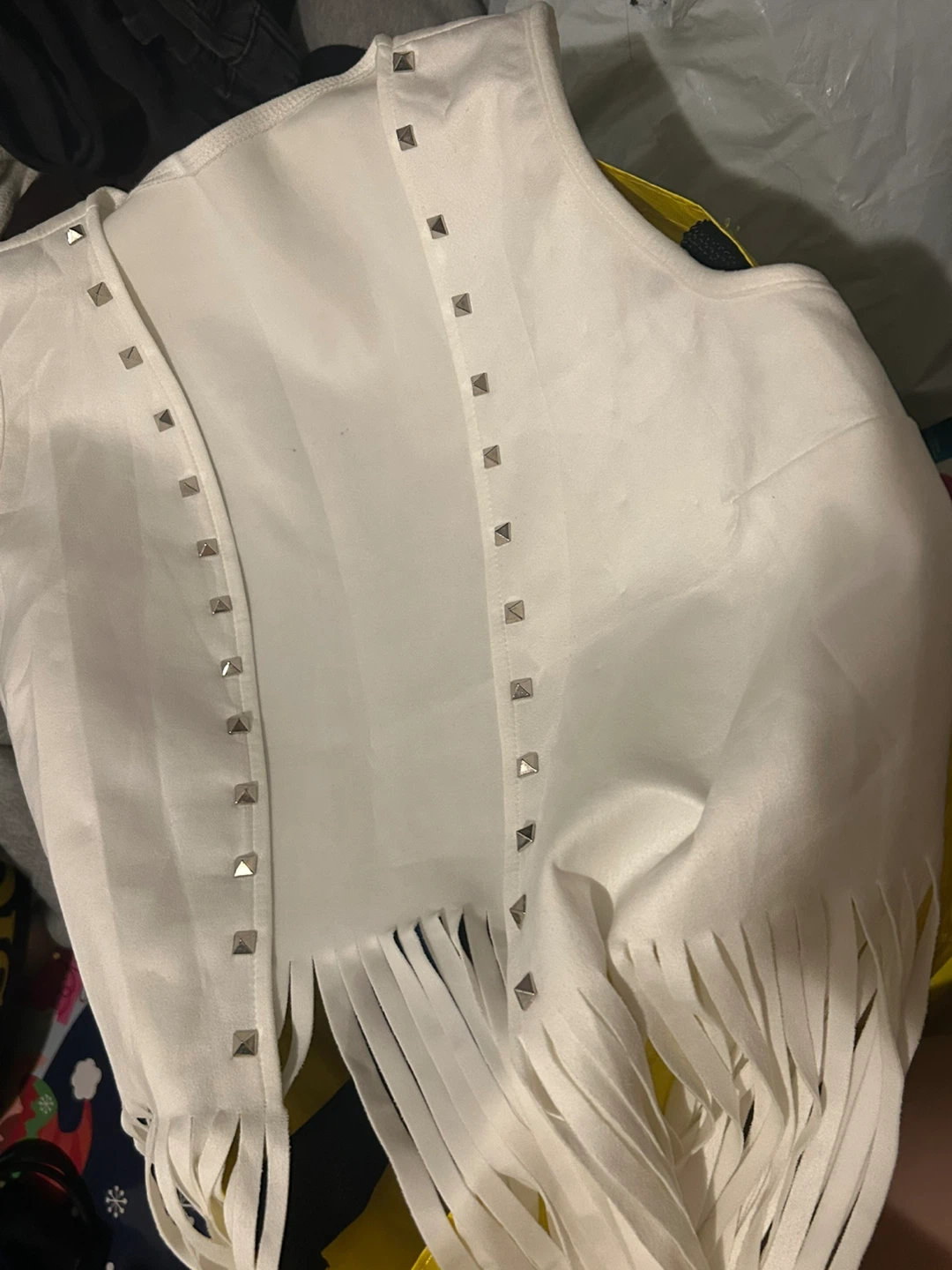 Brand New White Fringed Studded Vest - photo 2