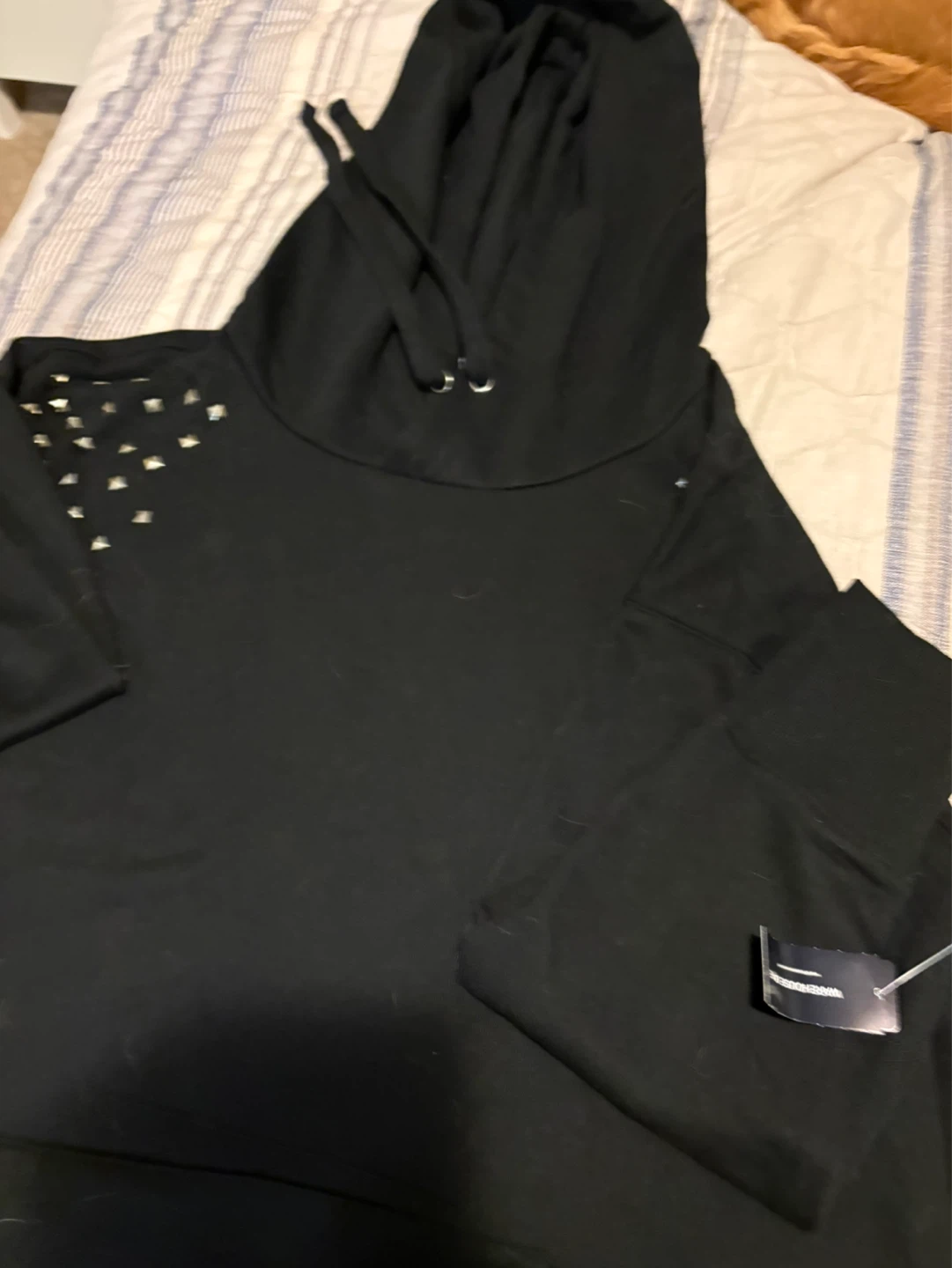 Black hoodie with stud detail