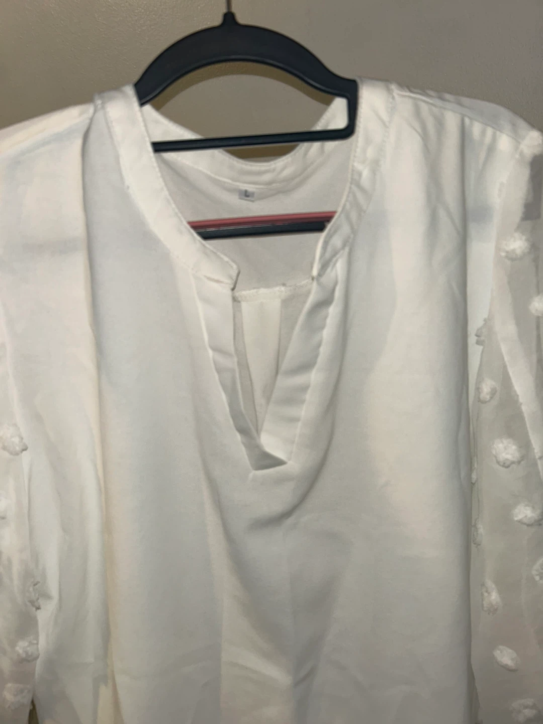 White Blouse with Pom-Pom Sleeves - Size L - photo 2