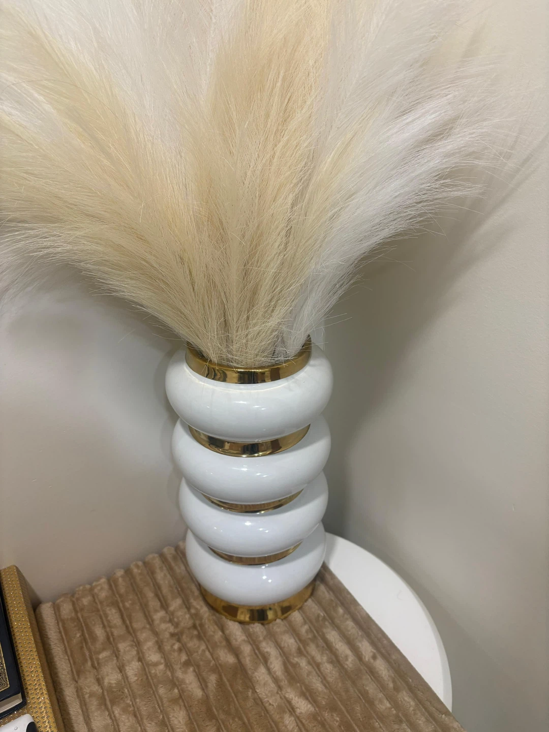 White and Gold Ceramic Stacked Vase