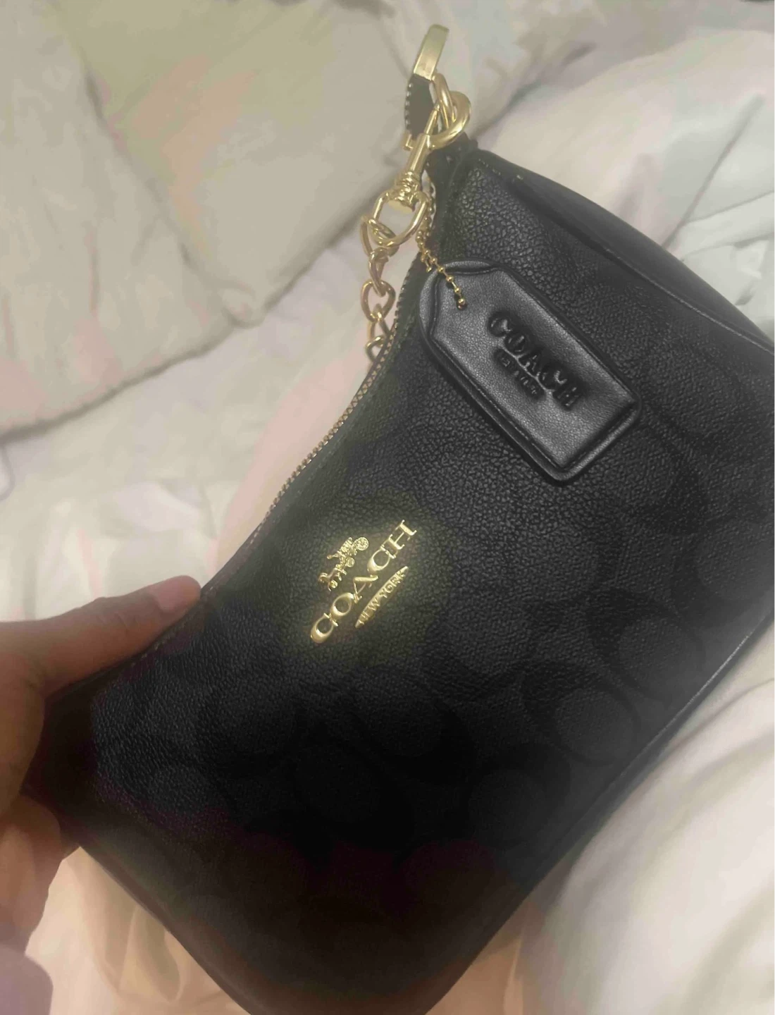 Coach Black Signature Monogram Shoulder Bag