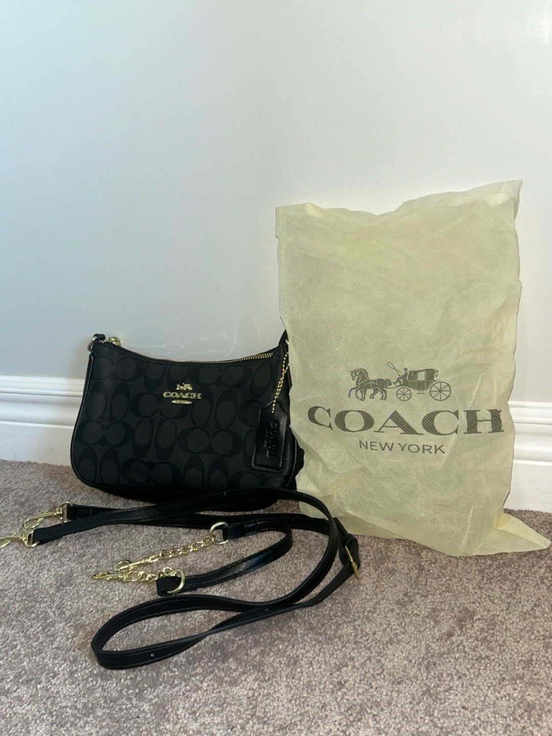 Coach Black Signature Jacquard Shoulder Bag