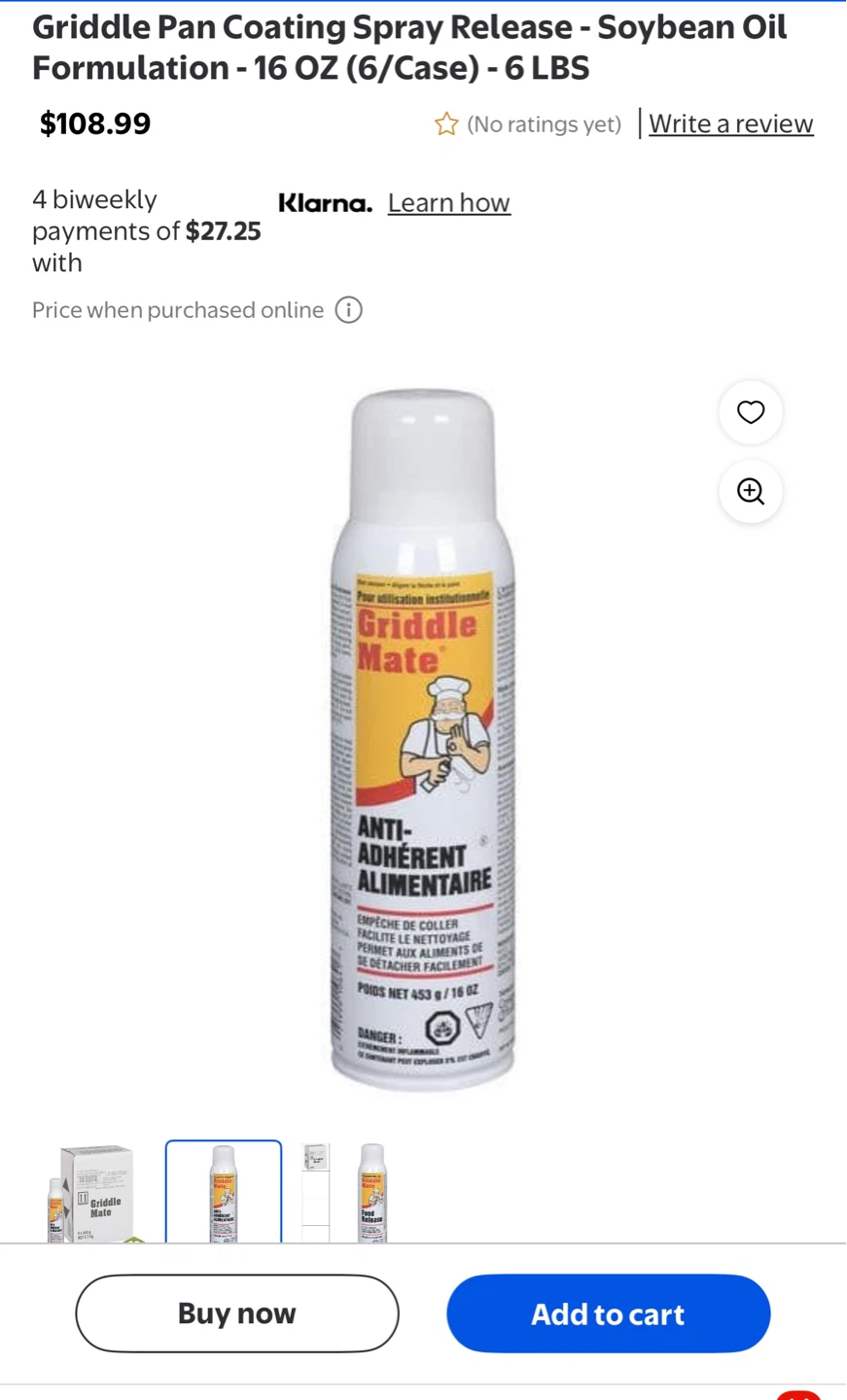 Griddle Mate Pan Coating Spray Release - 16 OZ (6/Case)