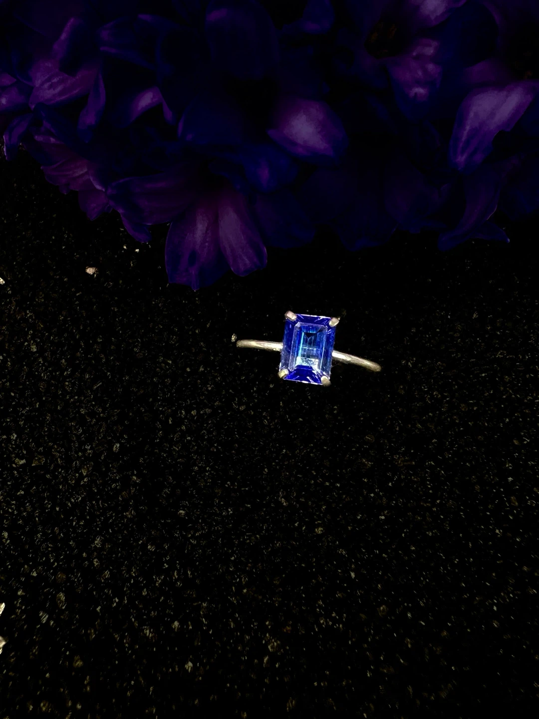 Emerald Cut Tanzanite Gemstone Ring