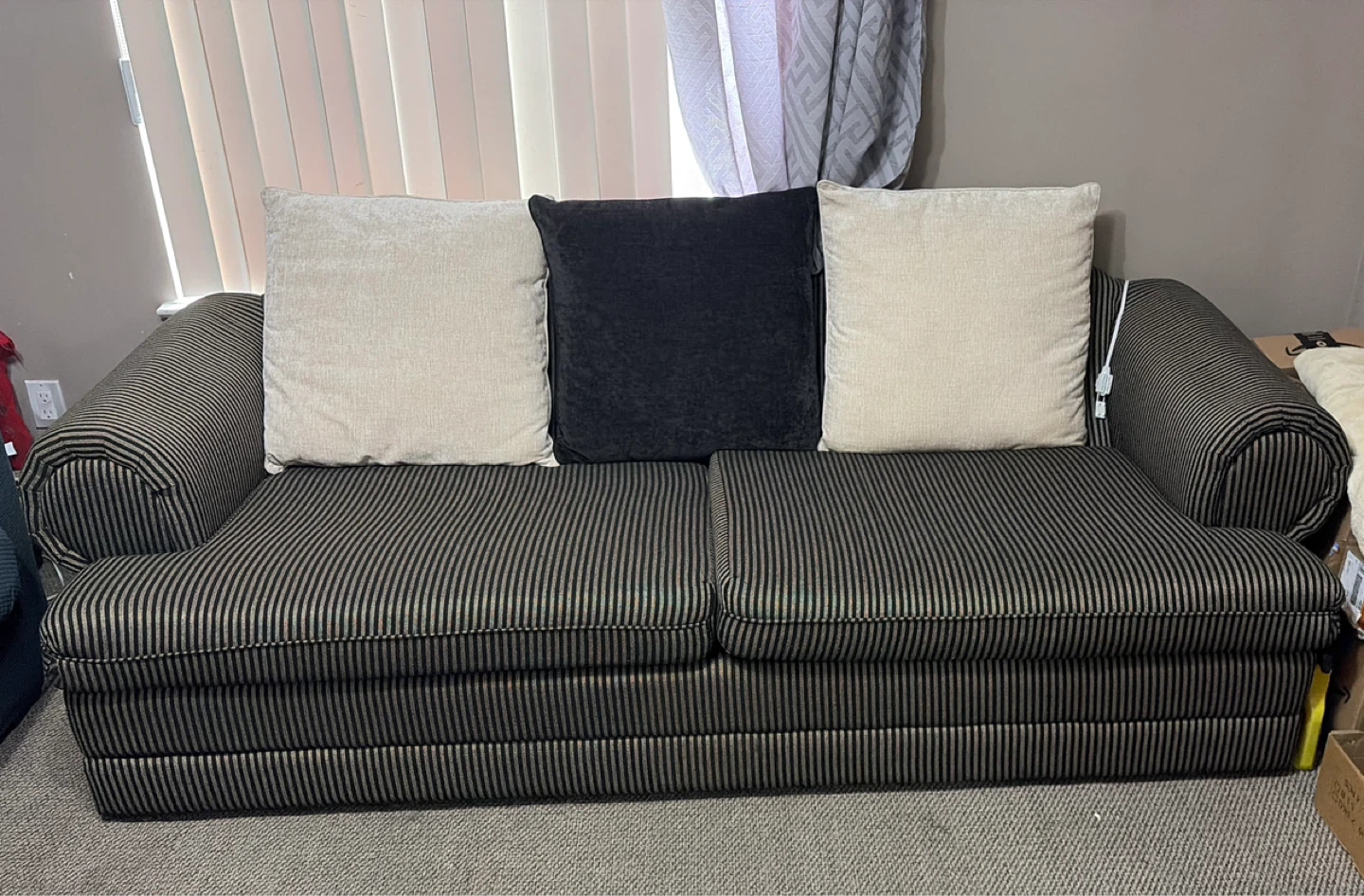 Striped Sofa with Cushions