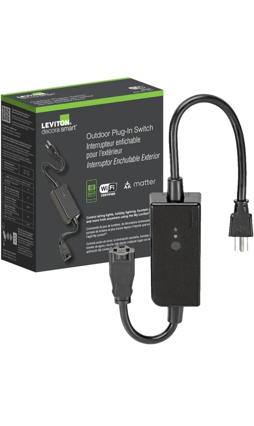 Leviton Decora Smart Wi-Fi Outdoor Plug, D215O-1RE, Black