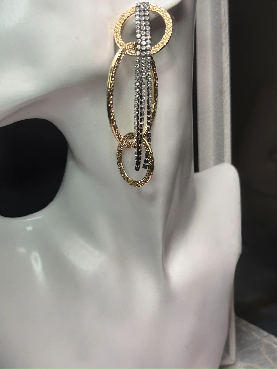 Statement Big Earrings with Rhinestones - photo 2