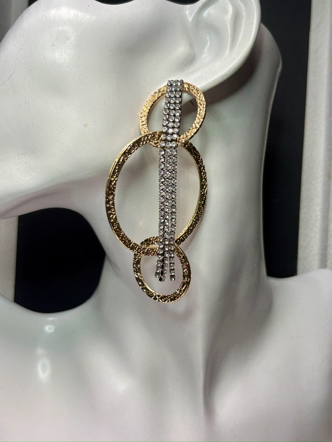 Statement Big Earrings with Rhinestones