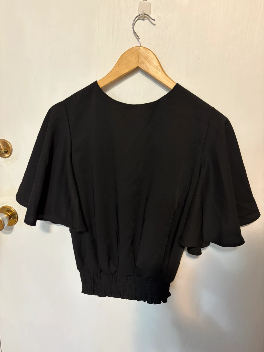 Frilly Sleeve Formal Black Top