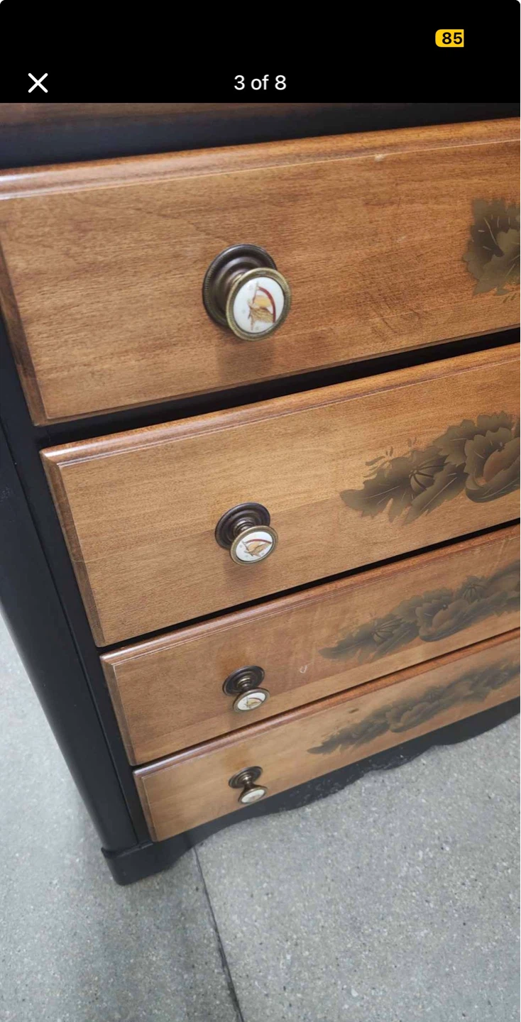 VTG L. Hitchcock Ebonized and Stencil-Painted Chest of Drawers - photo 4