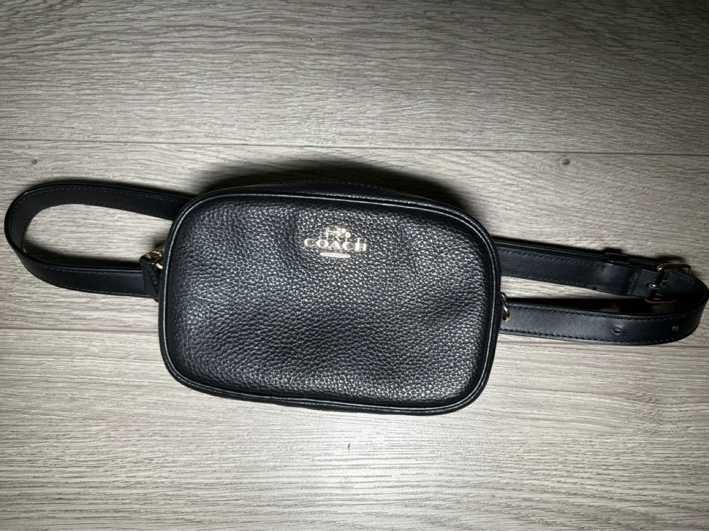 Genuine Coach Black Leather Belt Bag