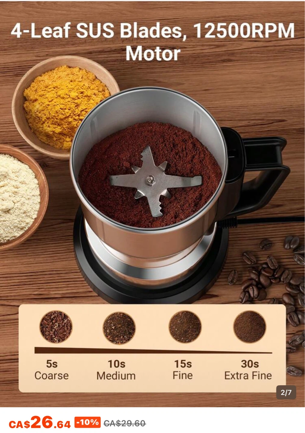 Teckwe Mini Electric Coffee Bean Grinder - photo 4