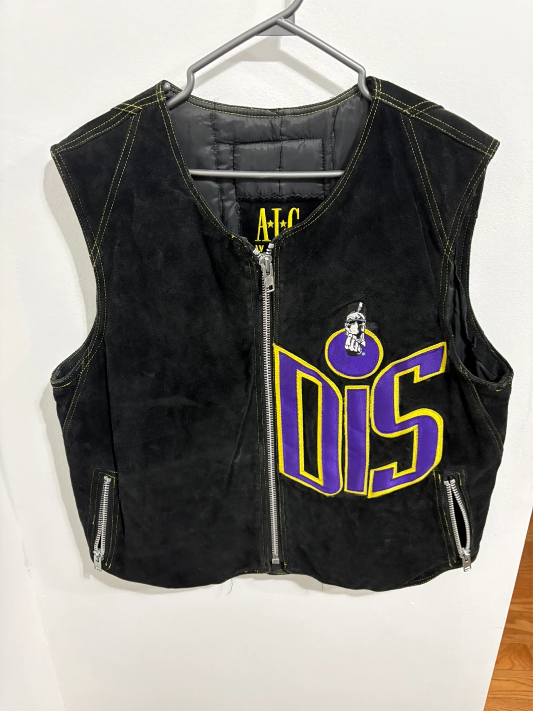 ALC Wear Black Suede Vest with "DIS" Patch