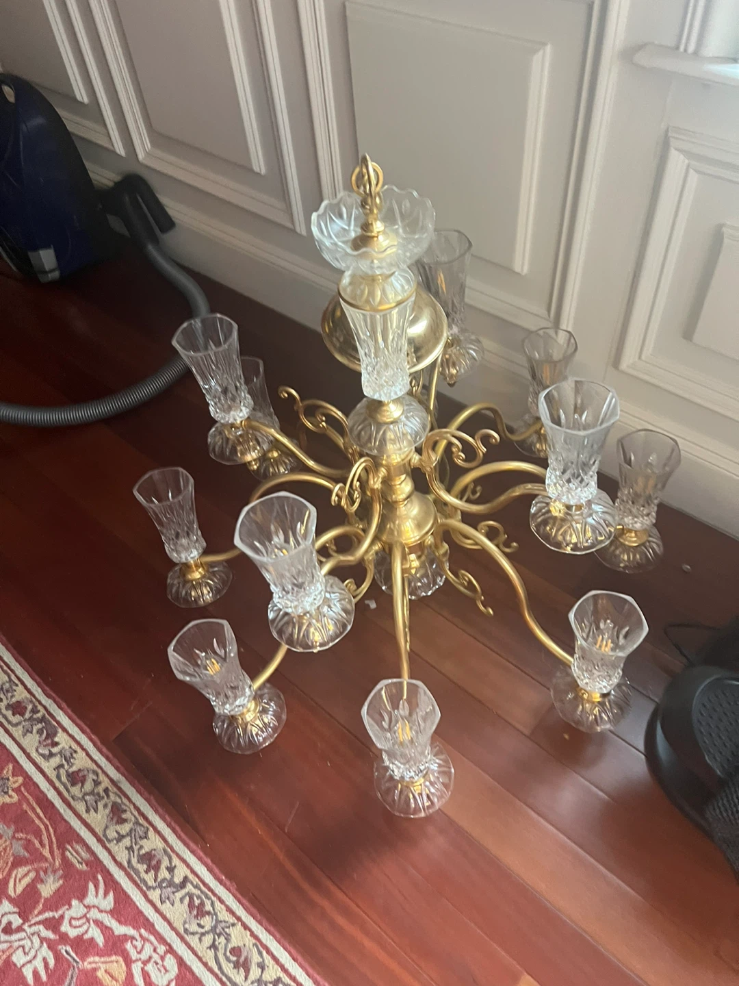 Vintage Chandelier with Crystal Vases