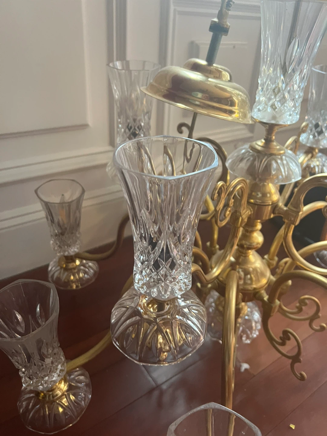 Vintage Chandelier with Crystal Vases - photo 2