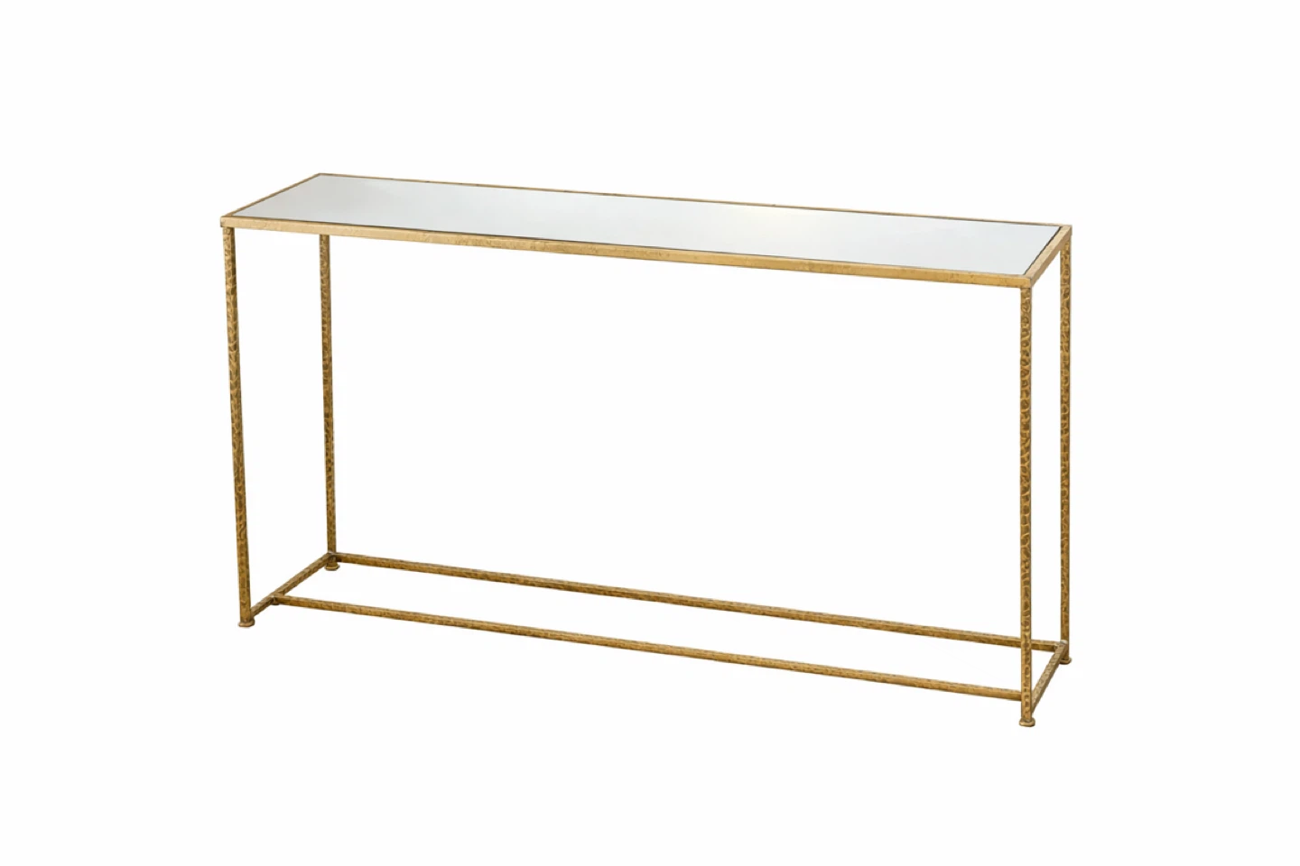Gold Metal Console Table with Mirrored Top