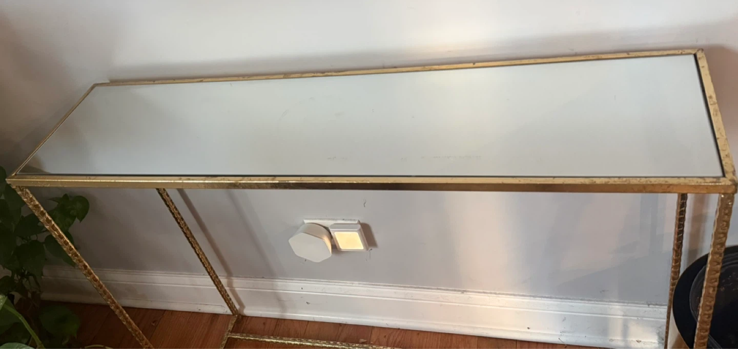 Gold Metal Console Table with Mirrored Top - photo 2