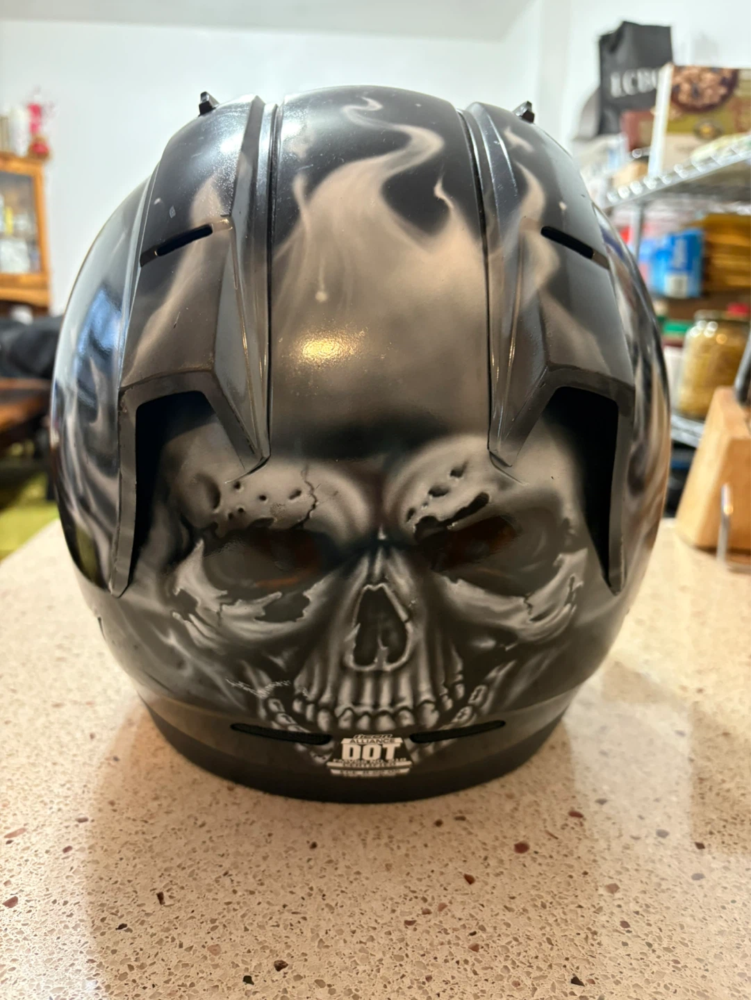 ICON Alliance Motorcycle Helmet - Skull Graphic, Blue Visor - photo 3