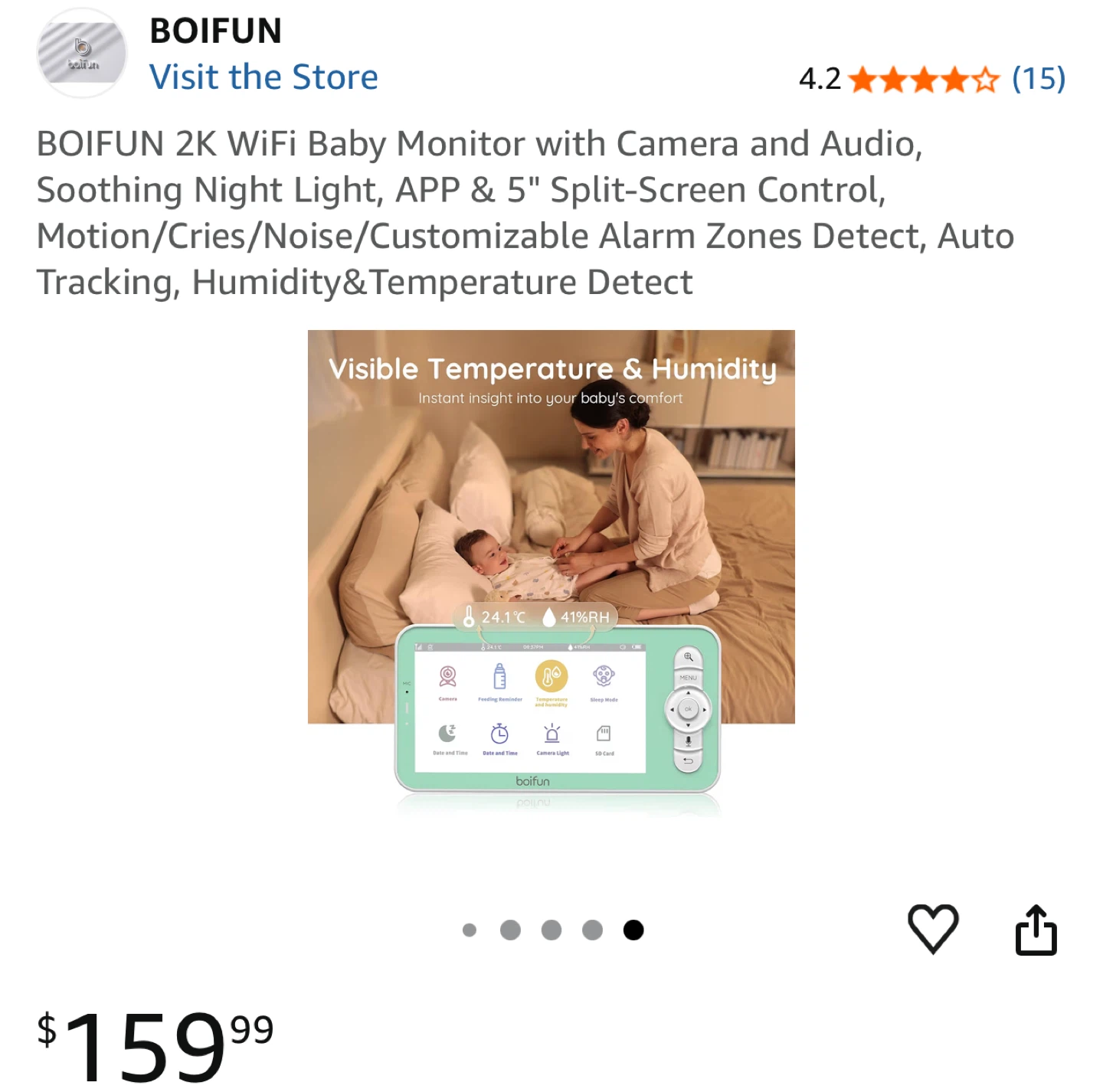 BOIFUN 5" LCD Baby Monitor - photo 4